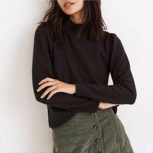 Madewell Resourced Plush Mockneck Puff-Sleeve Top Charcoal